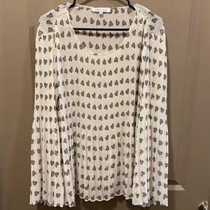 Pleated bell-sleeve blouse